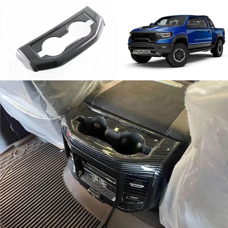 

Задняя крышка держателя стакана для воды автомобиля, накладка для Dodge Ram 1500 TRX 2019-2023, аксессуары для интерьера из углеродного волокна
