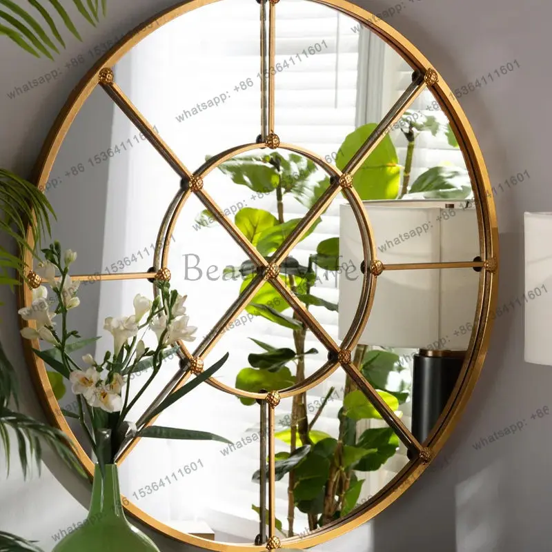 YJ Modern light luxury bedroom bathroom gold wall-mounted mirror bathroom mirror oversized makeup mirror