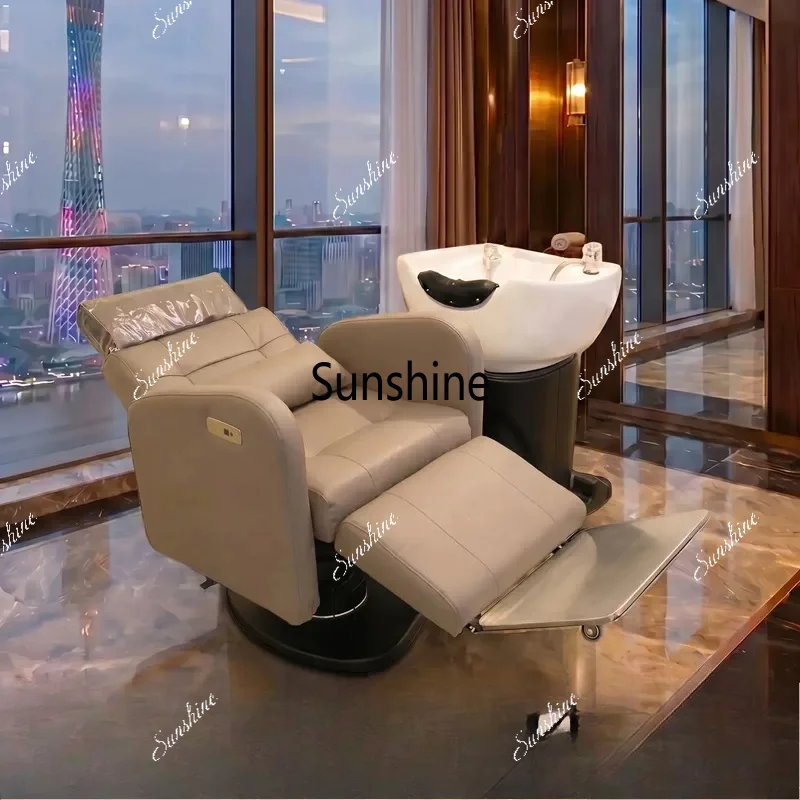 Intelligent high-end hair care chair rotating massage flush bed multi-function electric shampoo