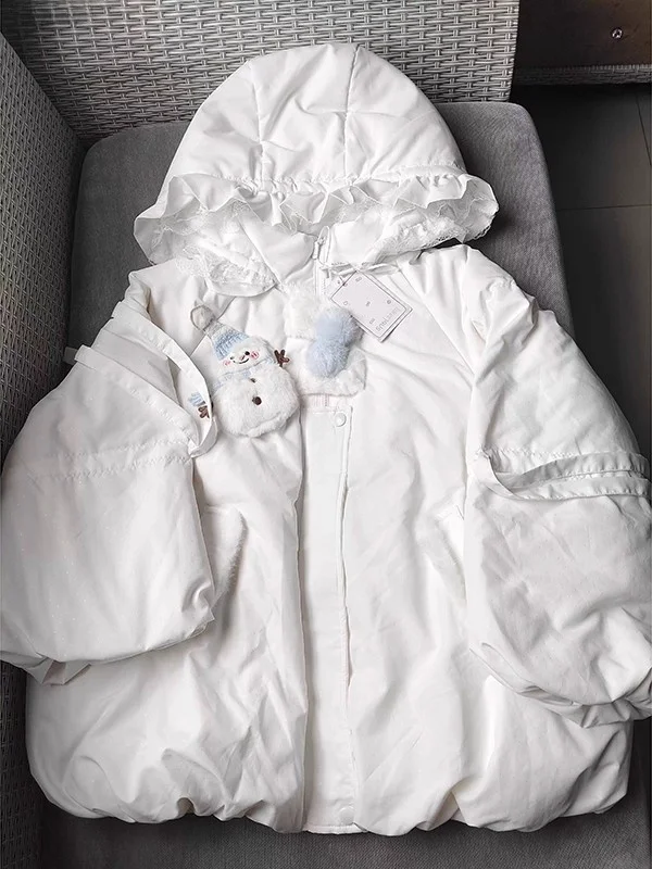 Thiened Jaet-abrigo hinchado de algodón para mujer, informal, holgado, largo, cálido, con sombrero, prendas de vestir exteriores de invierno