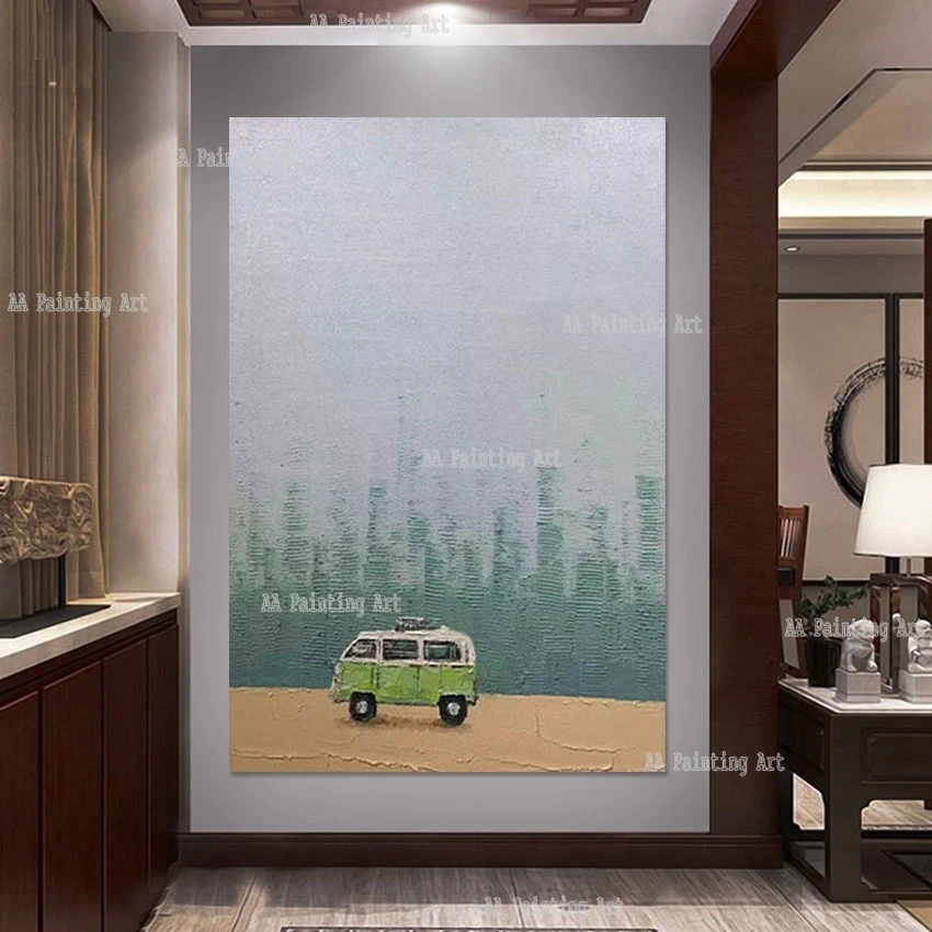 Cartoon Bar Canvas Picture Art for Children Bedroom, Thick Paints, Acrylic Painting, Luxury Wall Hangings Artwork, Decor Item