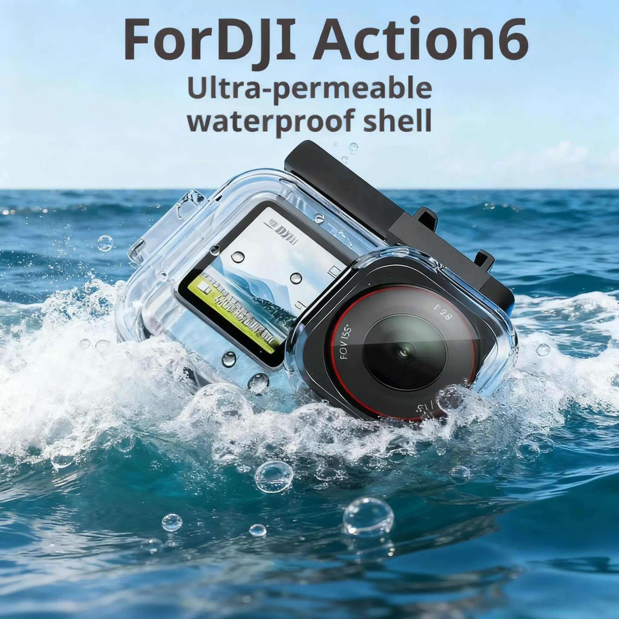   ل dji Action 6 60M مقاوم للماء تحت الماء الغوص الإسكان واقية غطاء الغوص جبل عمل كاميرا الملحقات