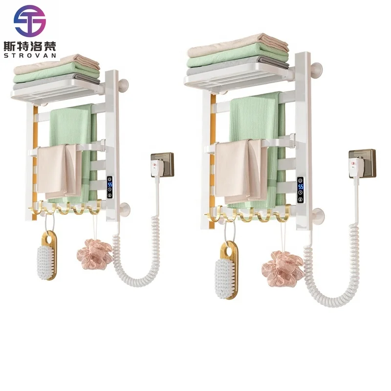 Customizable White Aluminum Intelligent Wall Mounted High Quality Bathroom Use Simple Design Heater Radiator Towel Rack