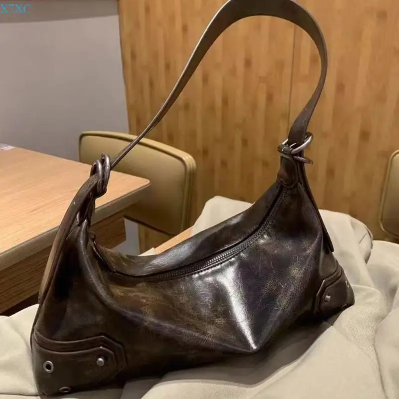 

X7XC Women Bag Large Capacity Crossbody Armpit Bag PU Leather Shoulder Bag for Work