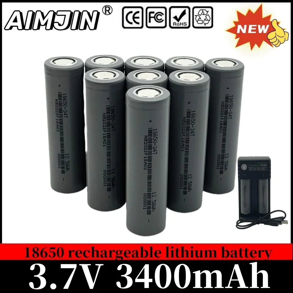 

18650 battery Rechargeable Battery 3.7V 3400Mah with Charger 18650 Li-Ion Battery suitable for flashlight/toy/ect with Charger