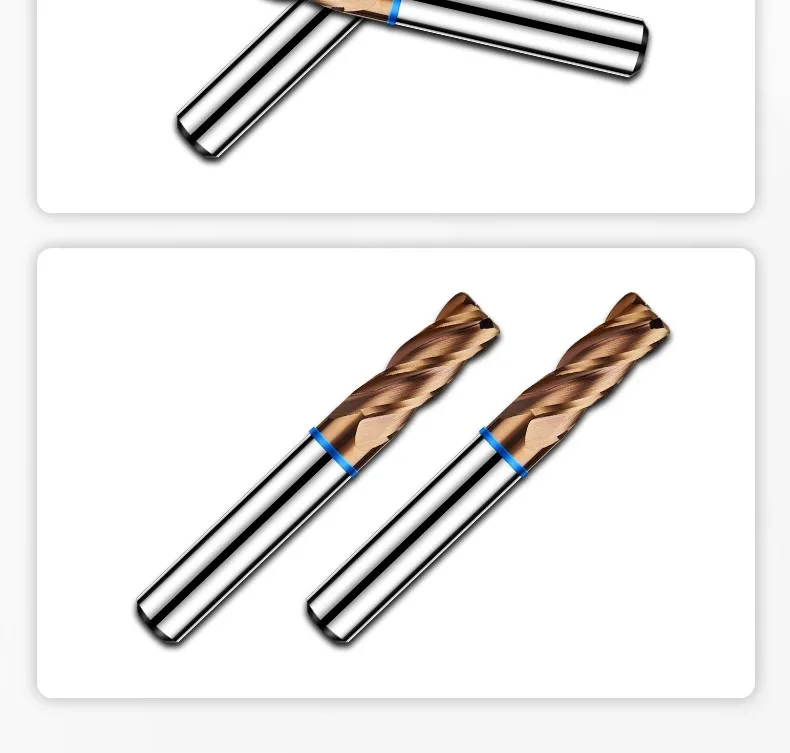 AZZKOR 4F Schaftfräser mit Farbringbeschichtung, Wolframstahl-Hartmetall-Rundfräser für CNC-Maschinen, TGB-HRC65 Bronze – Detail 18