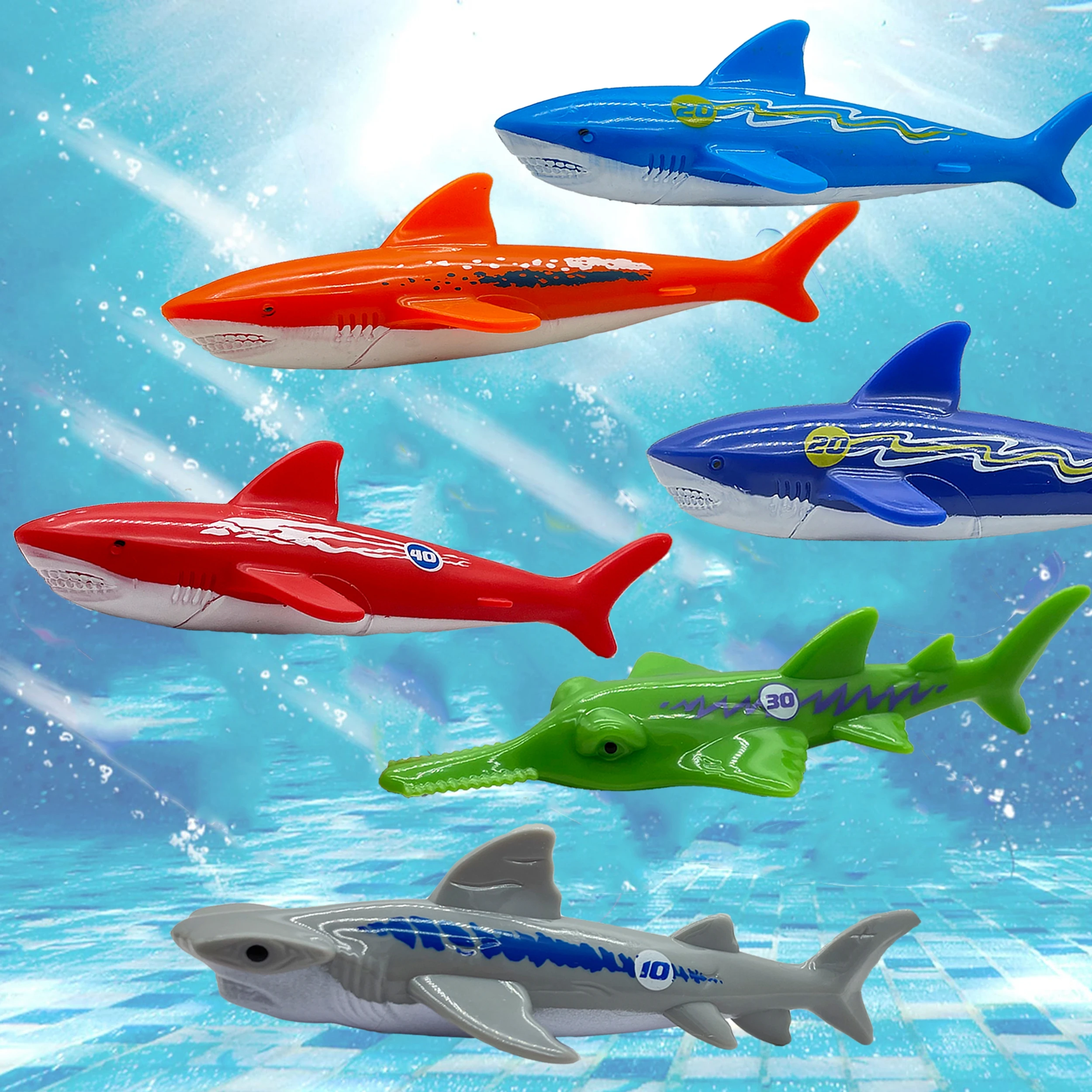 pool Diving Shark Set for Kids Summer Pool games Underwater Water Games Training Swimming Pool Gifts Set Toys For kids