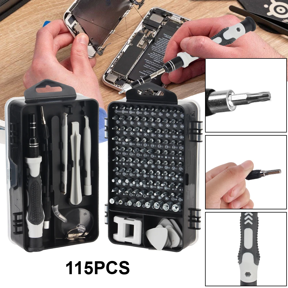 

115 in 1 Phillips Torx Hex Phone Repair Device Magnetic Screw Driver Bit Set Hand Tools Kit Precision Screwdriver Set