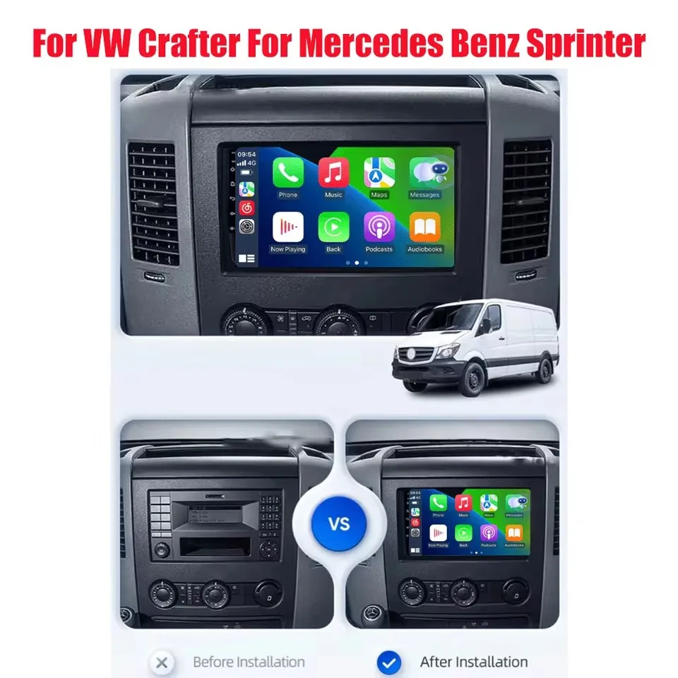 10' Android 16 For VW Crafter For Mercedes Benz Sprinter Car Radio Multimedia Video Player GPS Stereo CarPlay+auto WIFI+4G DSP view 2
