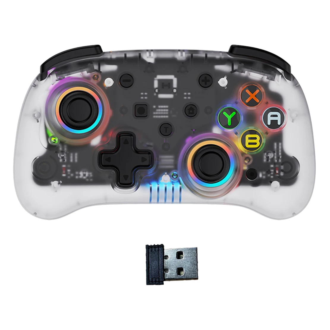 

For Tesla Screen Controller Gamepad Bluetooth Wireless Controller Joystick for PC Window PS3, with Dual-Vibration,Clear