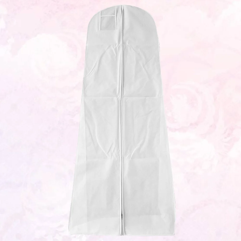 

1Pcs Wedding Dress Dust Cover Thickened Nonwoven Fabric Zipper Bridal Gown Garment Cover Storage Bag 170x50x40cm White