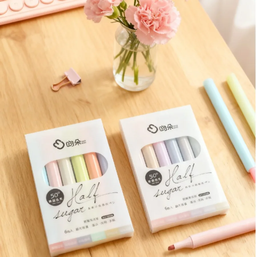 Light Eye Protection Semi-sugar Highlighter, Student High-value Hand Account Marker, Large-capacity Oblique Head Boxed Marker.