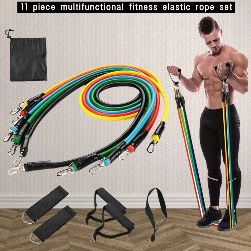 11 pz/set TPE Resistance Band Set Fitness Band Pull Rope Elastic Training Band maniglie Carry Bag Legs cinturini alla caviglia