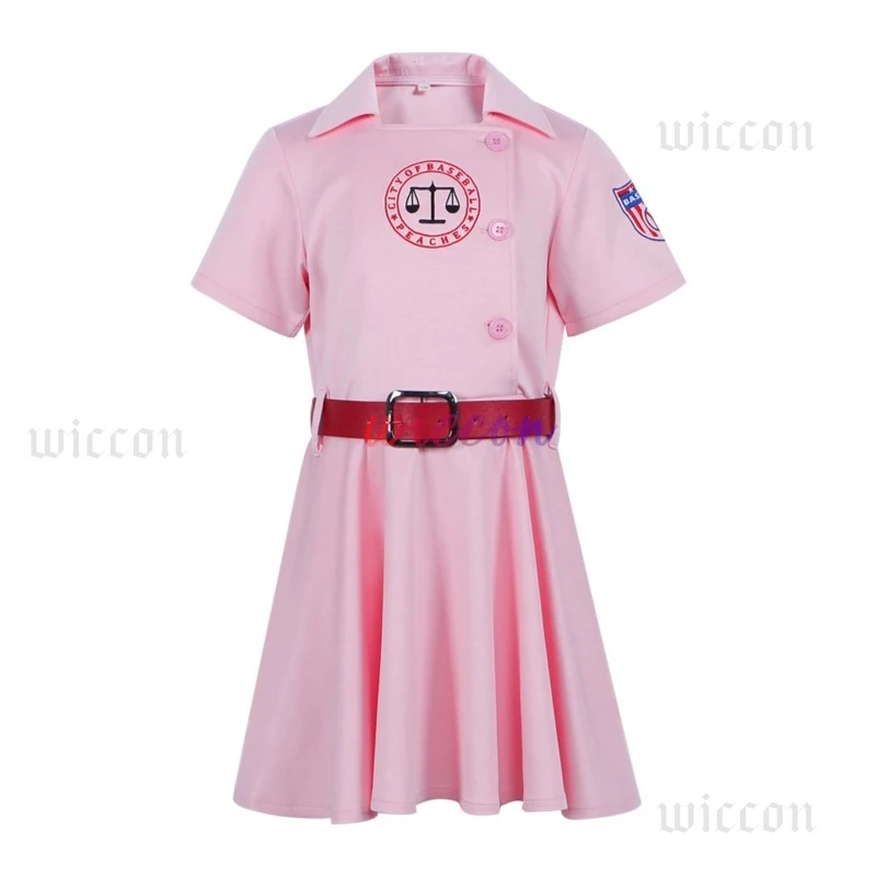 Rockford Peaches Movie AAGPBL Women's Baseball Dress Costume Cosplay A League of Their Own Pink Dress Costume Takerlama