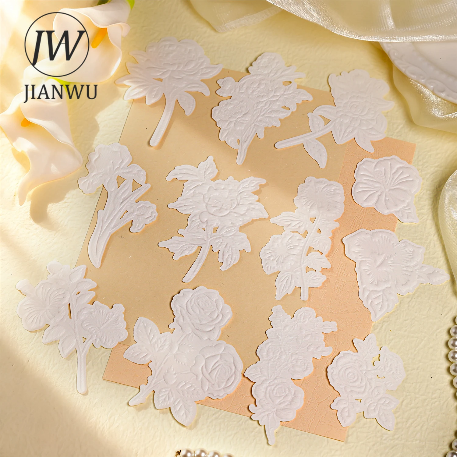 JIANWU Floating Shadow Flower Series Vintage Relief Landscape Collage scrapbook Material Paper Creative Junk Journal Stationery