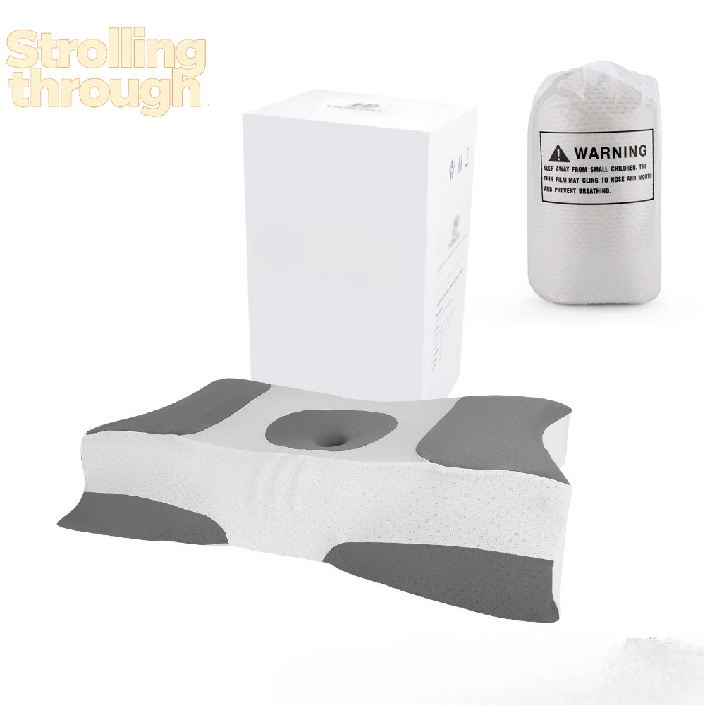 

Memory cotton slow rebound ergonomic cervical spine pillow non-collapse neck protection traction breathable comfortable relief