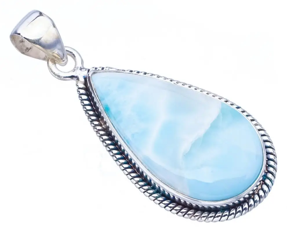 StarGems® Natural Larimar Handmade 925 Sterling Silver Pendant 1.75