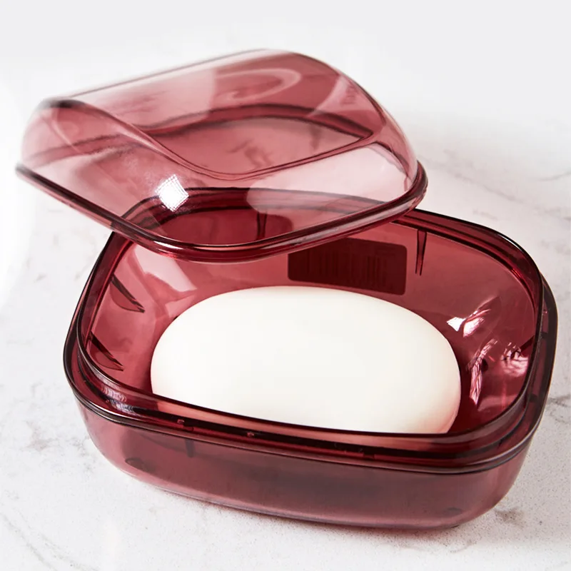 

Nordic style double-layer soap box, plastic, draining soap box with lid, bathroom storage rack, soap holder, soap box