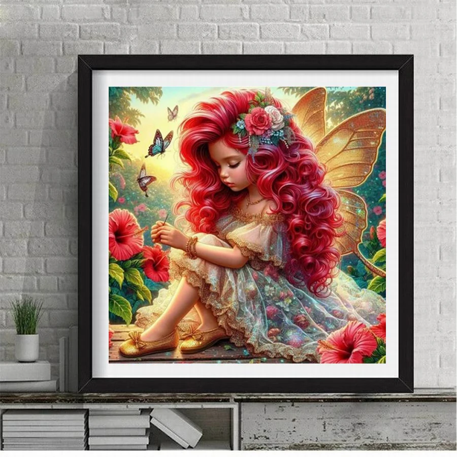 Fullcang Diy Diamond Painting New Collection Cute Little Girl Angel Full Rhinestone Art Mosaic Embroidery Picture Wall Decor