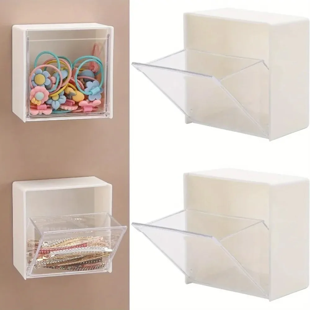 Wall-Mounted Shower Caddies with Flip-Top - Dustproof Organizer for Cotton Swabs Makeup