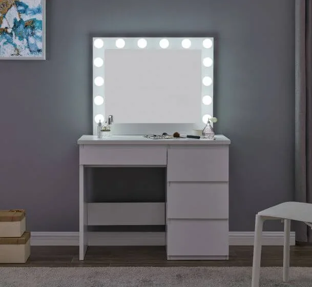 Hot Sale Makeup Vanity Table With Lighted Mirror Desk Mirror Furniture Hollywood Vanity Table Makeup Vanity Bedroom Furniture