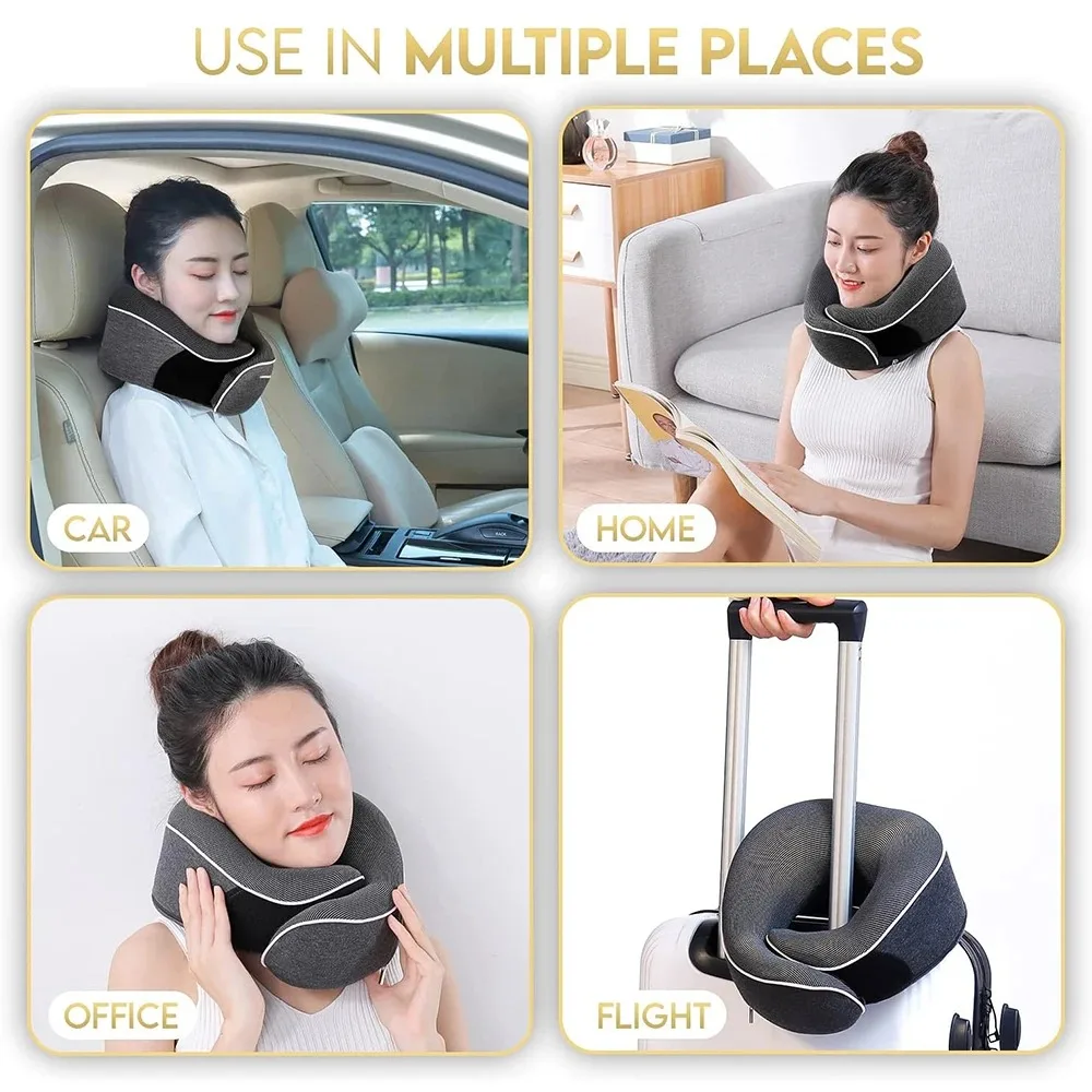 Memory Foam Neck Pillow Cervical Vertebra Travel Portable Noon Break Aircraft U Type Of Pillow Sleep Camping Pillow Carry Bag image 4