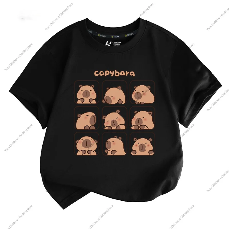 Summer New Trend Capybara Printing Pure Cotton Children\'s Short-Sleeved T-Shirt Cute Comfortable Versatile Boy And Girl T-Shirt