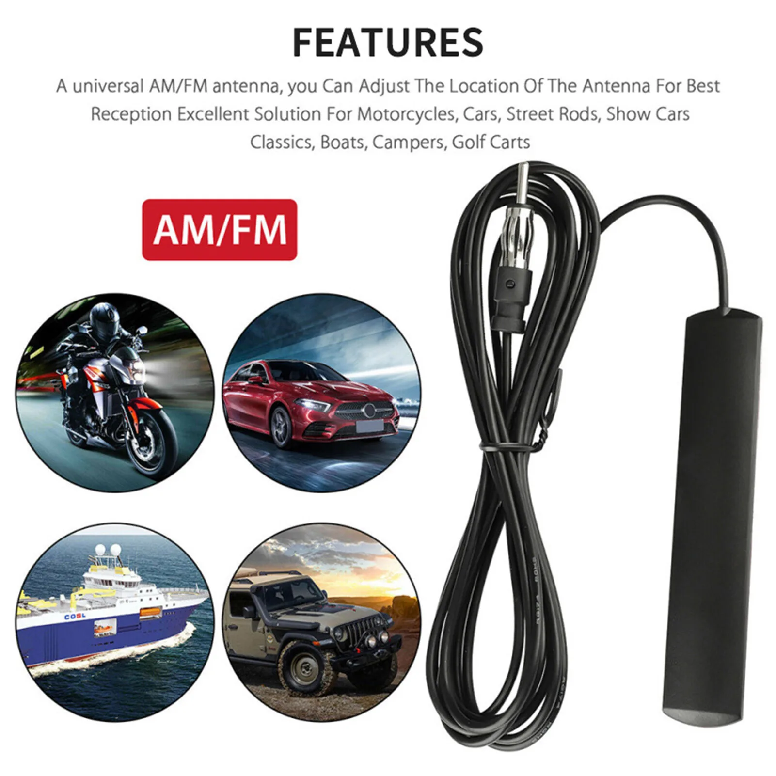 Antenna autoradio 3/5M lunghezza Antenna Auto universale sostituzione Auto veicolo barca segnale amplificatore amplificatore per migliorare il dispositivo