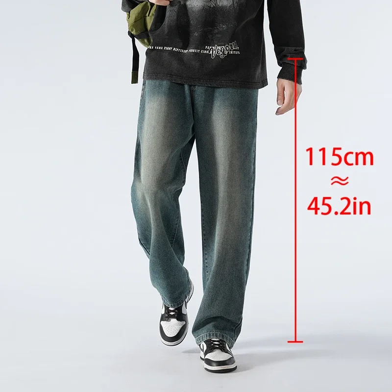 

Осенние джинсы большого размера для мужчин, удлиненные, высокие брюки длиной до пола, утолщенные прямые брюки 115 см 110 см, длинные брюки 190 см