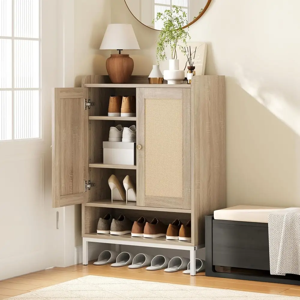 خزانة أحذية قابلة للتعديل مكونة من 5 طبقات لـ 20 زوجًا - لمسة نهائية طبيعية