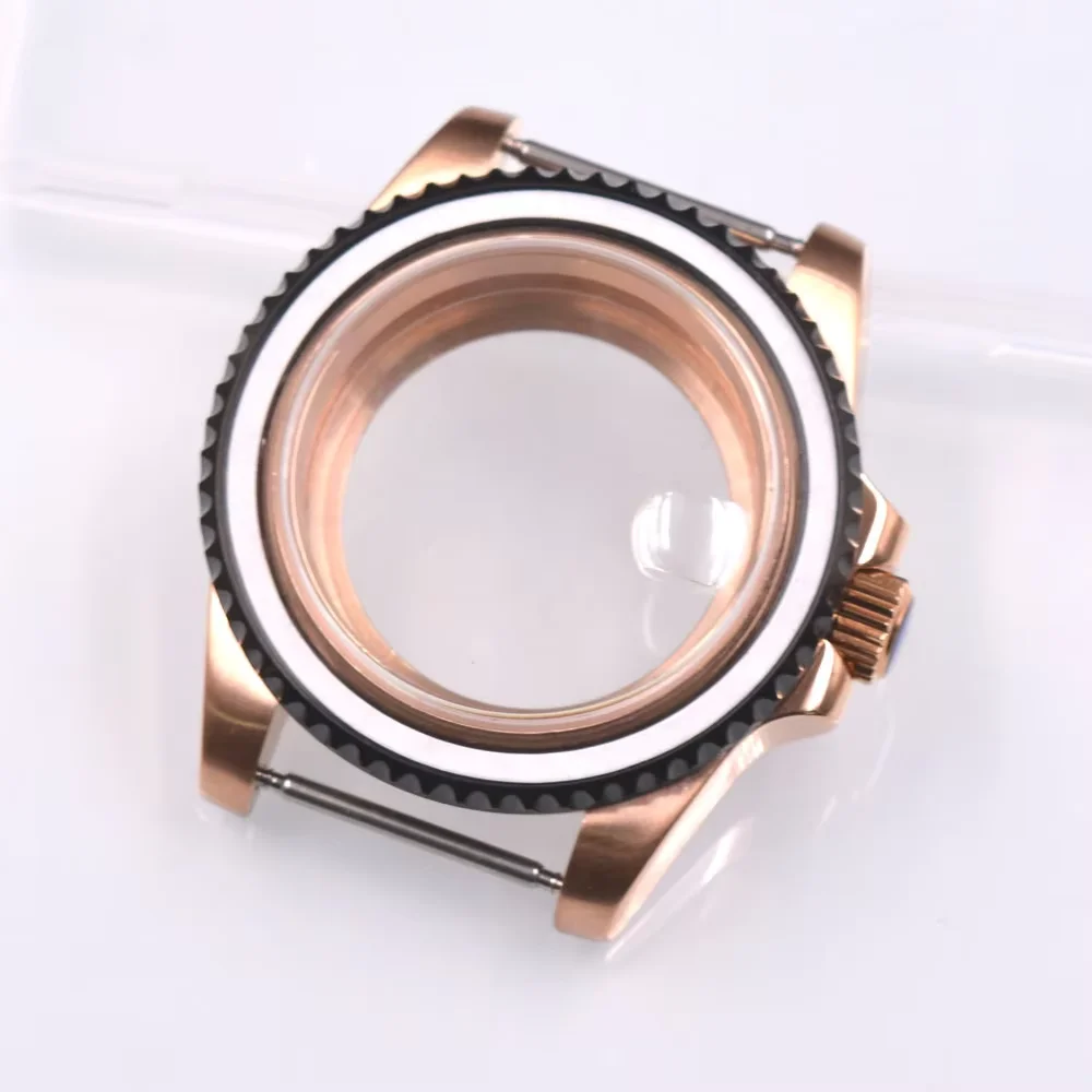 

40mm rose gold Watch Case Fits NH35 NH36 ETA2836 2824 PT5000 Miyota 8205 8215 821A Movement Sapphire glass watch case