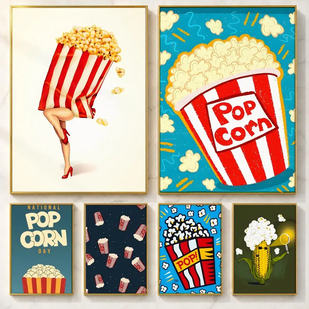 Food Theme Popcorn Poster HD art sticky wall waterproof home living room bedroom bar aesthetic decoration