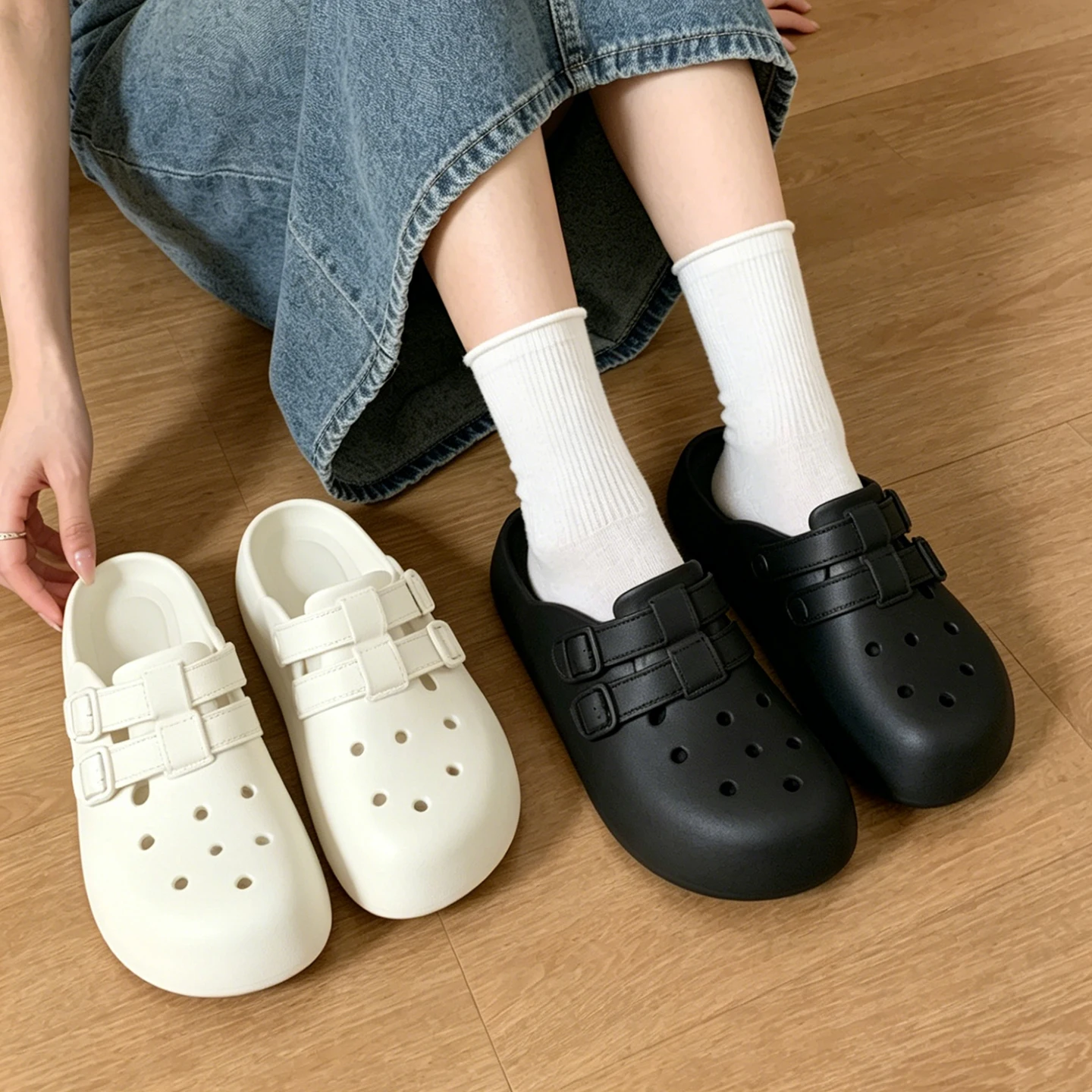 Womens Summer Clogs, Soft Comfort Home Shoes, Non-Slip Outdoor Sandals, Simple Versatile Arch Support Beach Shoes