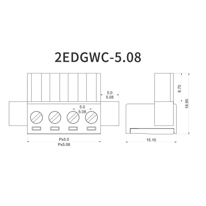 (1 Set) KF 2EDGWC 15EDGWC - 5.08mm Set of 3 Solderless Butt Connector Through Wall Terminal Block with Flange Fixing Frame 2~24P