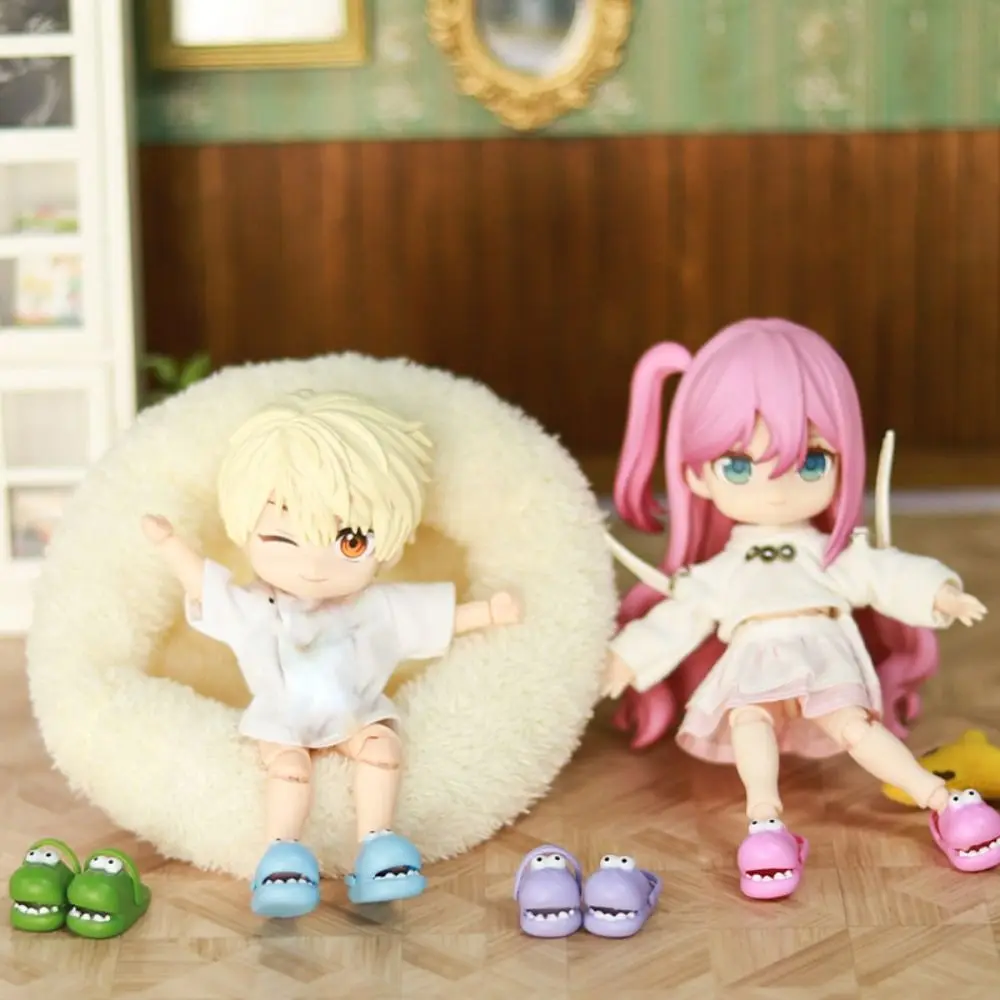 

1 Pair Round Toe Ob11 Doll Slippers Simulation Silicone Mini Dinosaur slippers Cute Cartoon Silicone Dinosaur slippers Gift