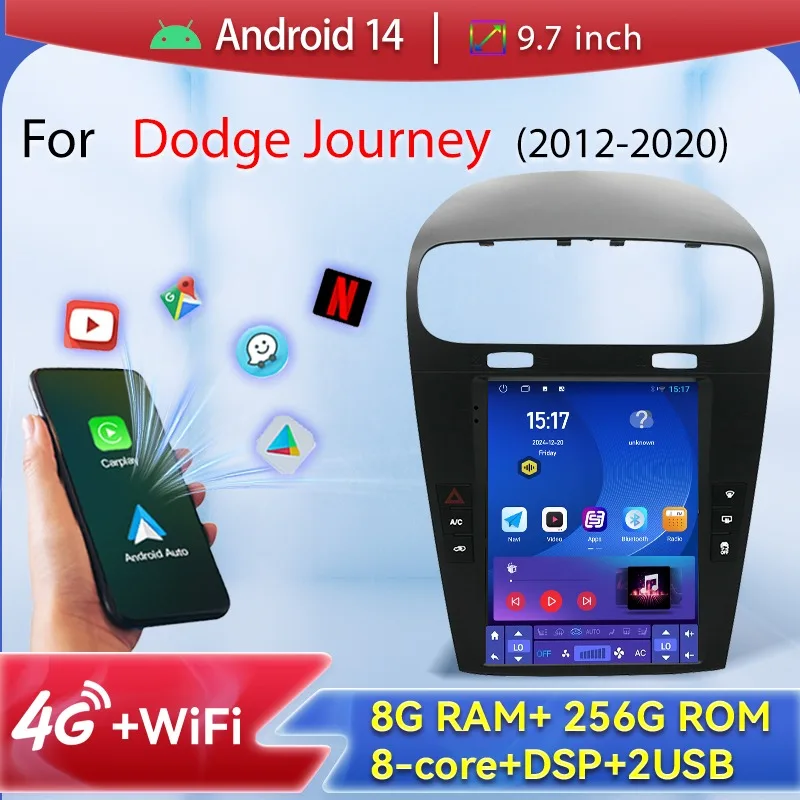 

2Din 9.7" 256G For Dodge Journey 2012-2020 Car Radio Android Multimedia Video Player WIFI GPS DSP FM 4G Carplay Stereo Head Unit