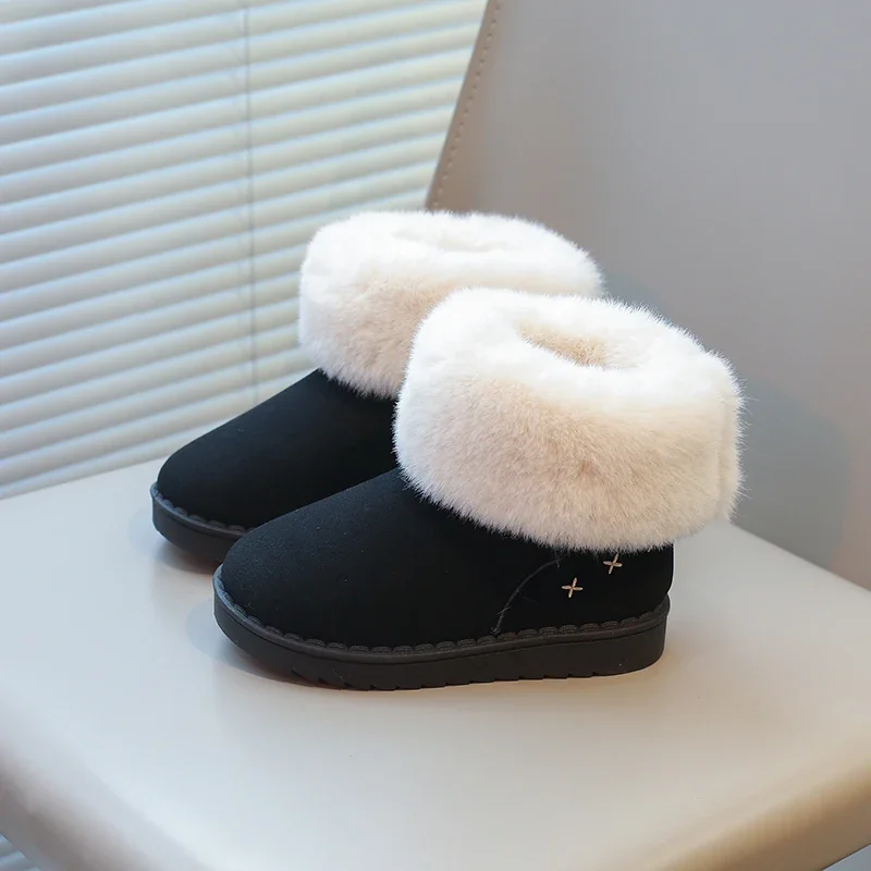 Kids Winter Boots for Boys Girls Unisex Children Ankle Thermal Boots Thick Plush Fluffy Warm 2024 Autumn Winter Girls Flock Shoe