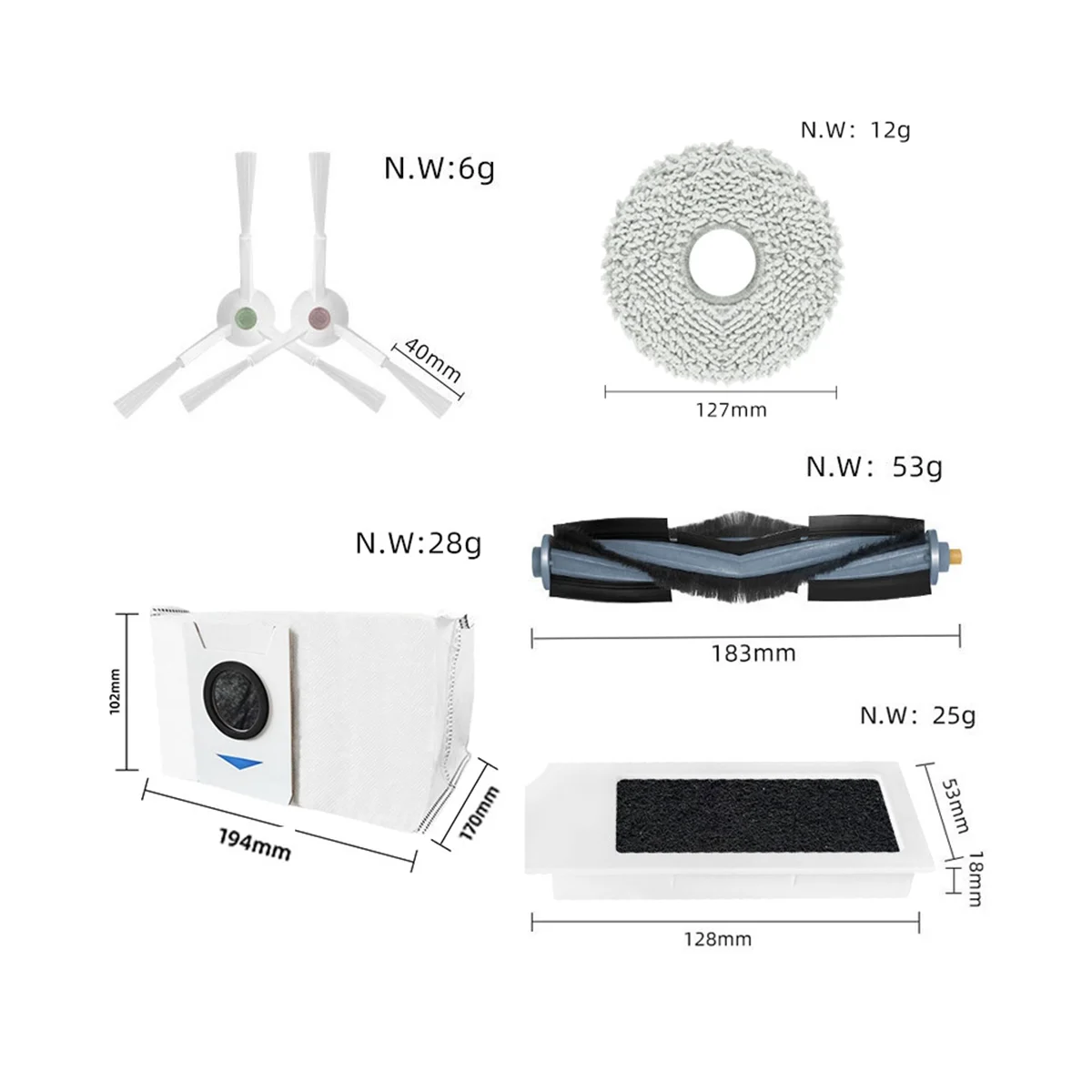 Untuk Deebot X1S PRO / T10S PRO penyedot debu sikat utama aksesori kantong debu kain pel Filter HEPA
