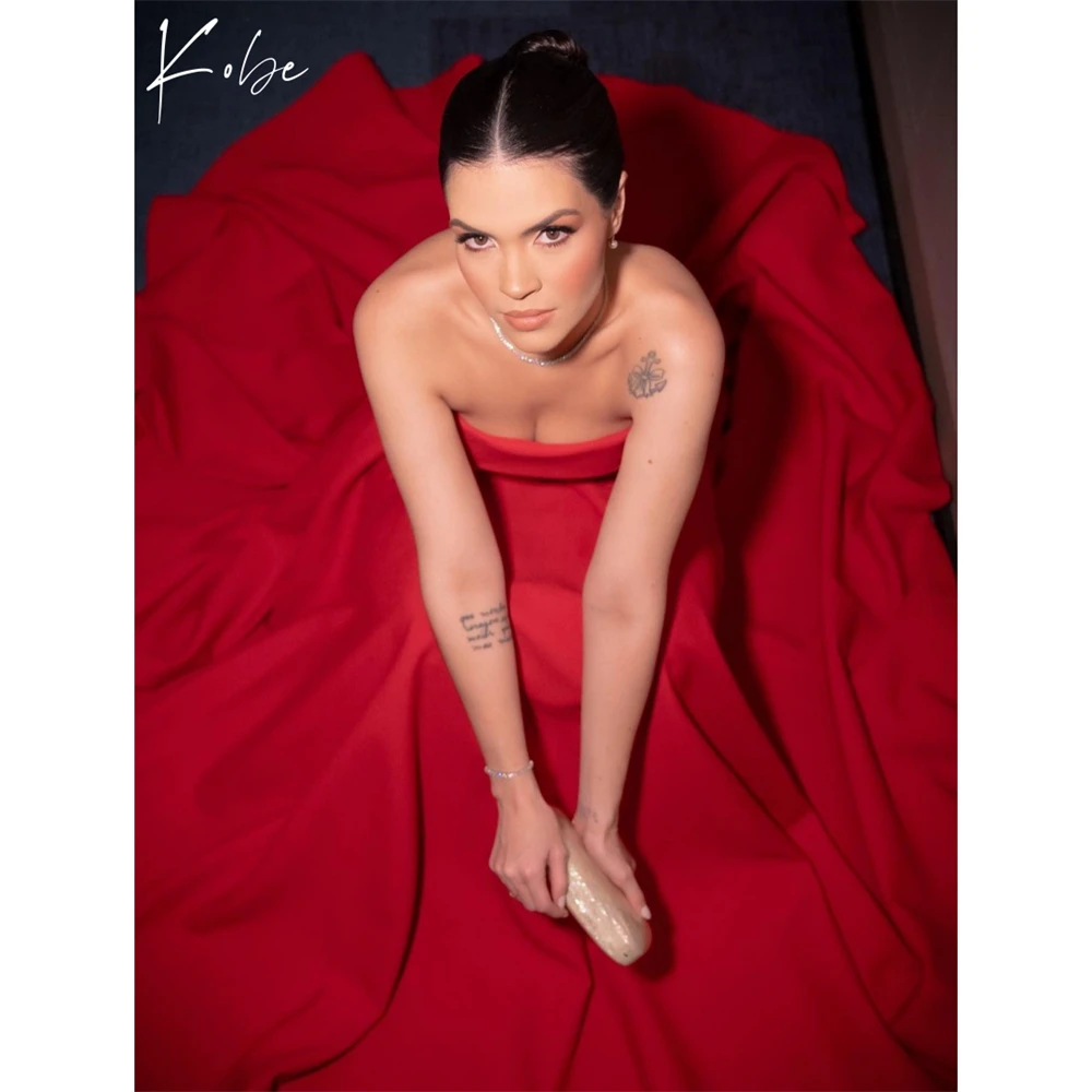 

Kobe Strapless A-Line Bow Strap Prom Dresses 2025 Satin Elegant Evening Dresses Floor-Length Sleeveless Customized Party Dresses