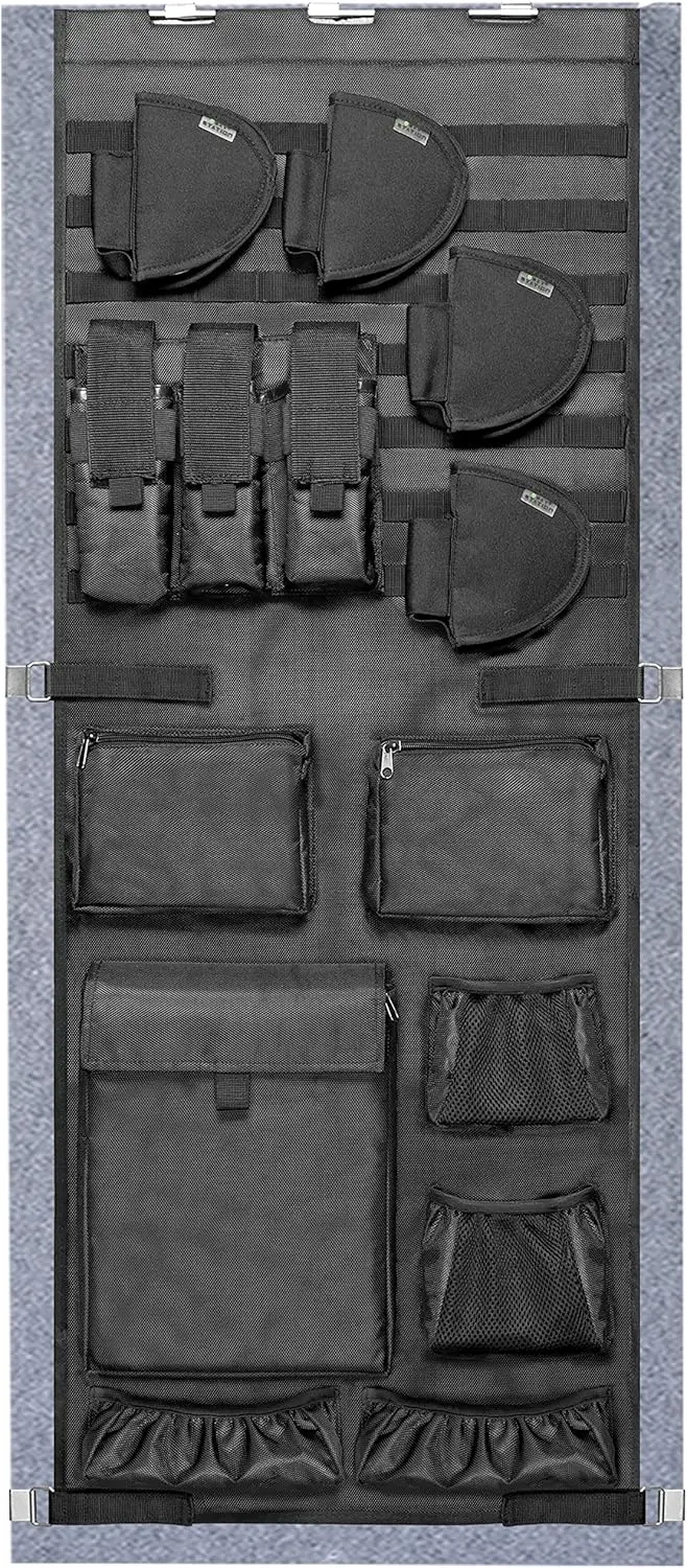 

Gun Safe Door Organizer, Molle Panel with Pistol Holders & Mag Pouch, Fits 18.5-25" Wide, 18Wx46.5H