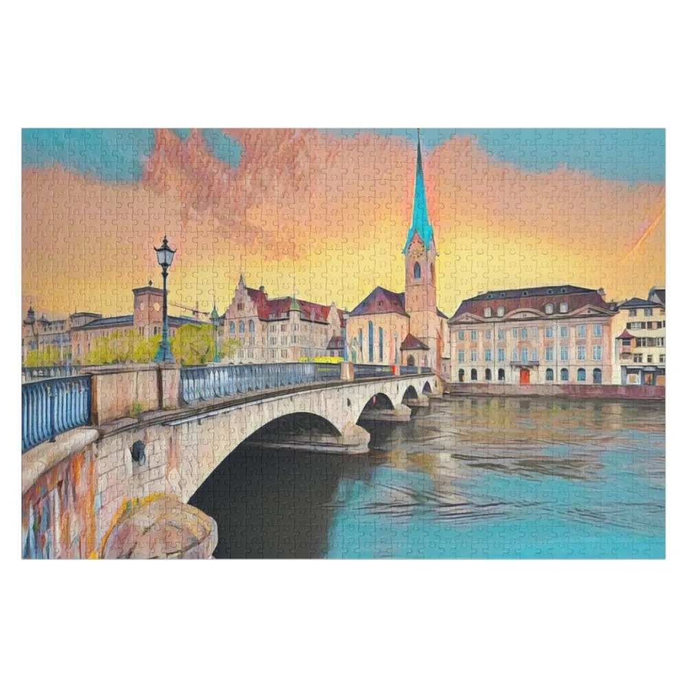 

Zurich Switzerland Jigsaw Puzzle Customized Photo Name Wooden Toy Puzzle