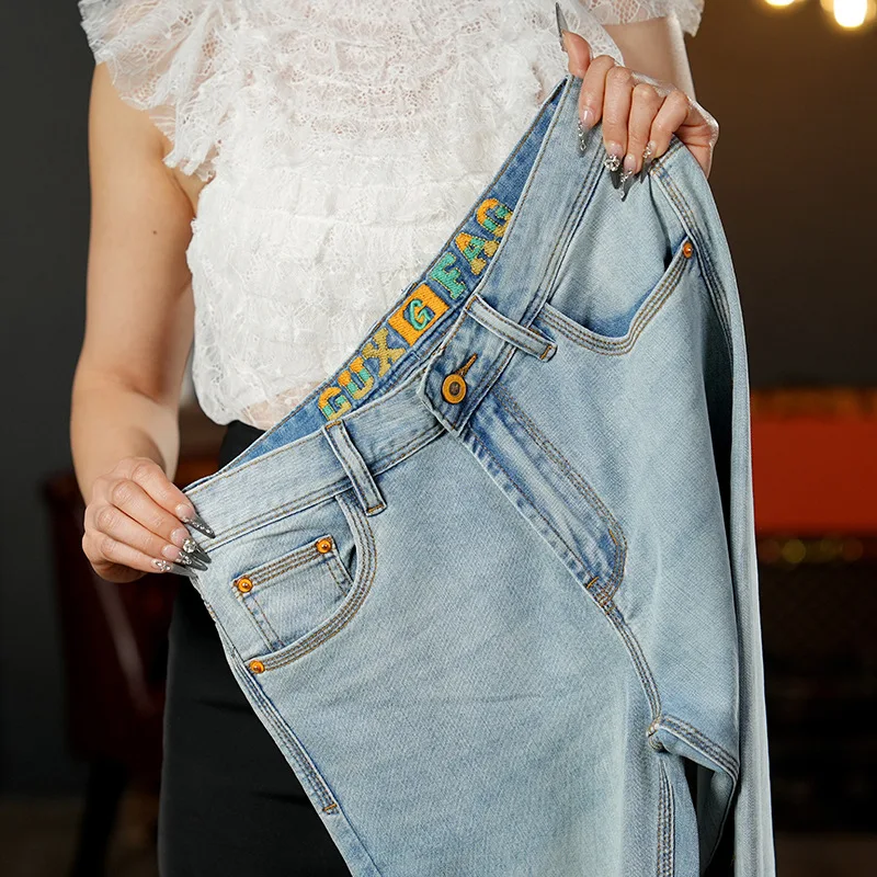 

High end 2025 summer new thin breathable jeans men's light colored men's casual European fashion brand long pants