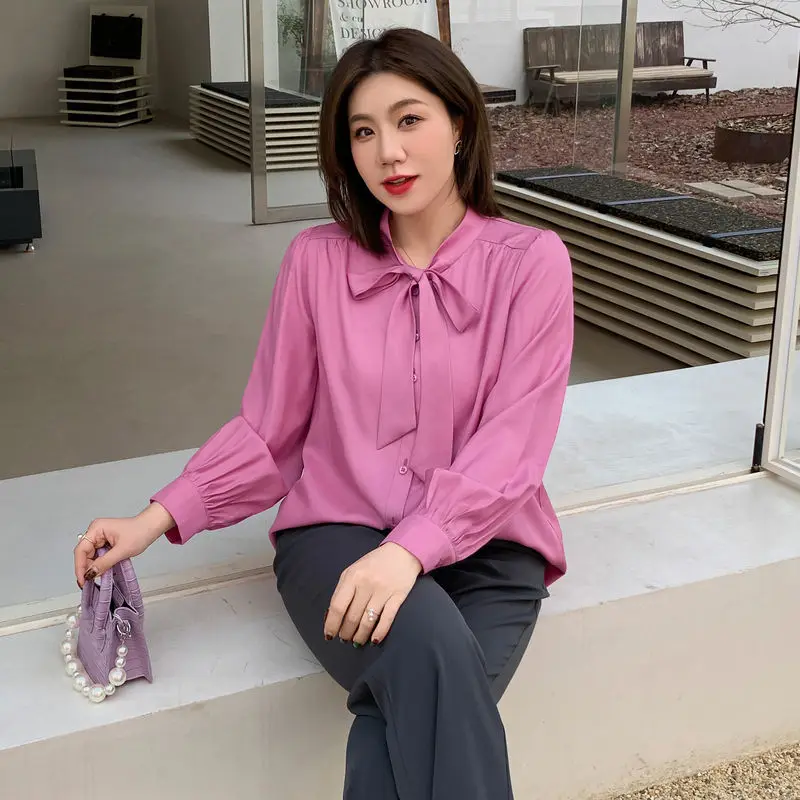 플러스 사이즈 통통녀 셔츠, 프렌치 스타일 루즈핏 살코기, 코디하기 쉬운 슬림 라인 셔츠, 2024 용수철 신상