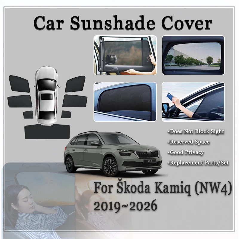 

Car Sunshade Fit For Skoda Kamiq NW4 2019~2026 Anti-UV Magnetic Sun Visor Window Shade Windshield Curtain Cover Auto Accessories