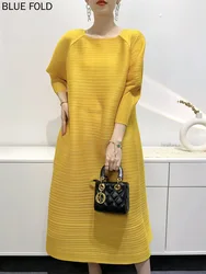 MIYAKE PLEATS Women's Loose Pleated Dresses, Temperament Robe, Spring and Summer Dress