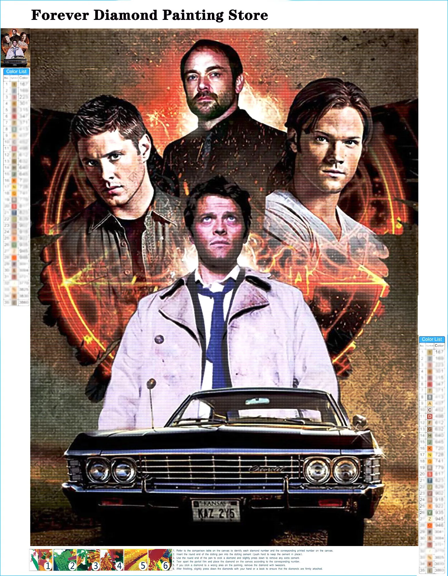 Supernatural TV Series Diamond Painting American Film Actor Jensen Ackles Cross Stitch Kits Embroidery Picture Mosaic Home Decor