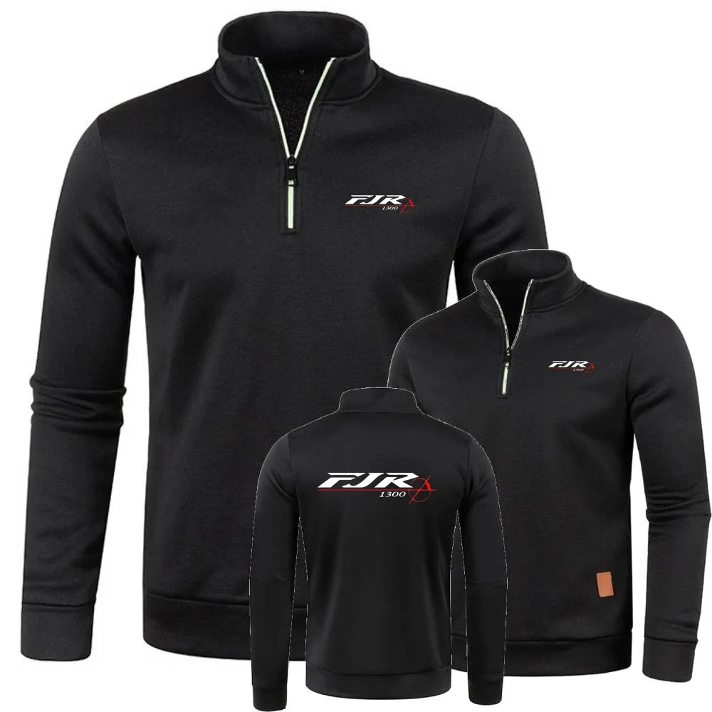 Moletons meio zíper camisola de gola alta outono masculino pulôver de lã macia camisa de malha jaqueta esportiva fjr 1300 motocicleta
