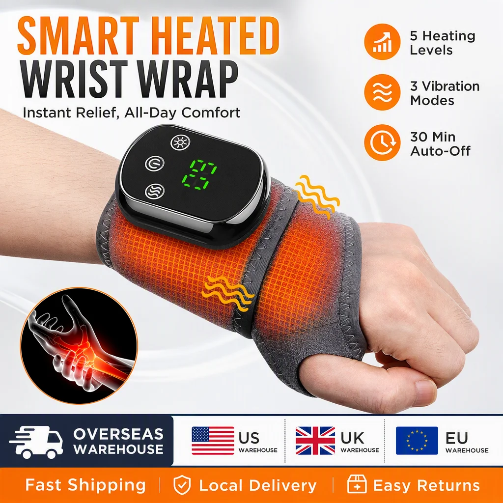 Electric Heating Wrist Massager Wrist Brace Protector Wrap Vibration Massage Relieves Tenosynovitis Carpal Tunnel Fatigue Relief