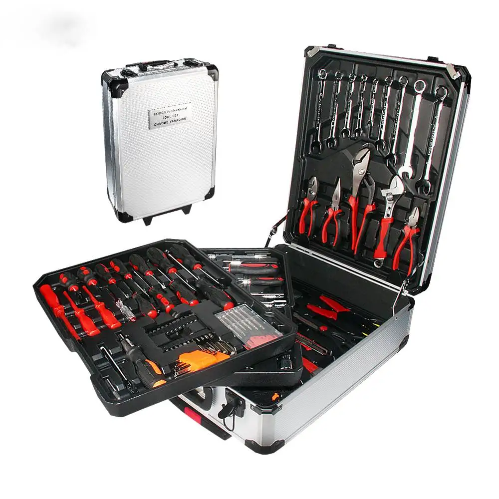 

187 Pc Repair Toolbox Kit Wrench Screwdriver Hammer Toolbox Hardware Hand Tools Set