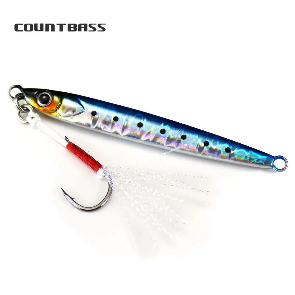 

COUNTBASS 15g 20g 30g 40g Slide Stick Jigging Fishing Lure Rigged Assist Hook Metal Slim Bait Slow Fall Pitch Casting Jig